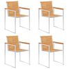 vidaXL Garden Chairs 4 pcs with Cushions Solid Teak Wood