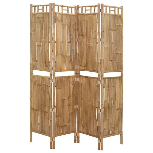 vidaXL 4-Panel Room Divider Bamboo 160x180 cm