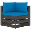 vidaXL 8 Piece Garden Lounge Set with Cushions Grey Impregnated Wood