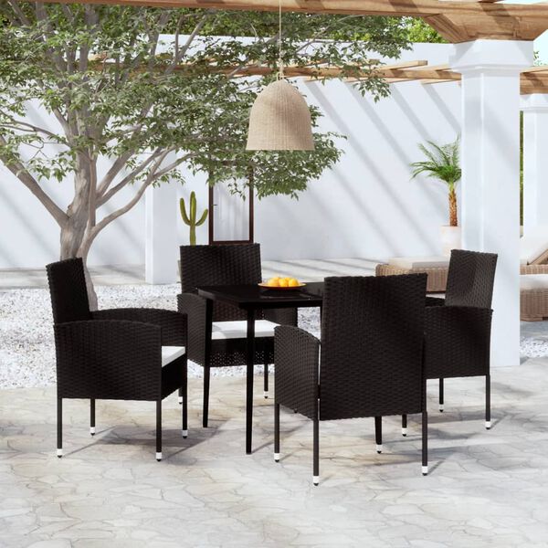 vidaXL 5 Piece Garden Dining Set Black