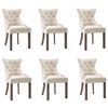 vidaXL Dining Chair | Set of 6 | Beige | Fabric (100% polyester), rubberwood