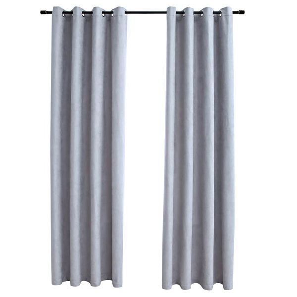 vidaXL Blackout Curtains with Metal Rings 2 pcs Grey 140x175 cm