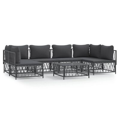 vidaXL 7 Piece Garden Lounge Set with Cushions Anthracite Steel