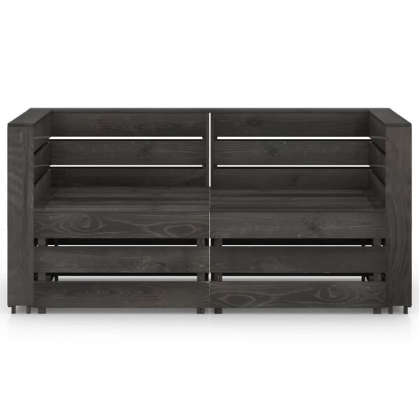 vidaXL 2-Seater Garden Sofa Grey Impregnated Pinewood