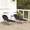 vidaXL Folding Sun Lounger with Canopy Steel and Fabric Black