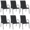 vidaXL Garden Chair | Set of 6 | Black | Steel, Textilene with padding