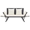 vidaXL Garden Bench with Cushions 176 cm Black Poly Rattan