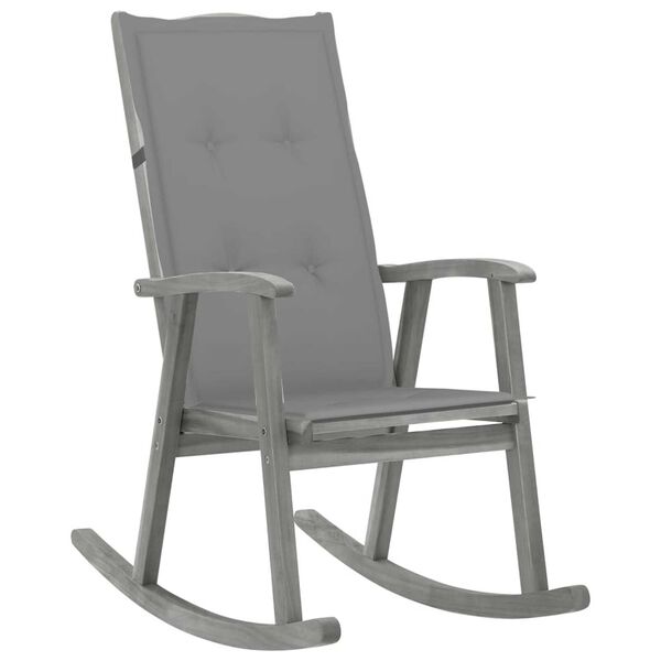vidaXL Rocking Chair with Cushions Grey Solid Acacia Wood