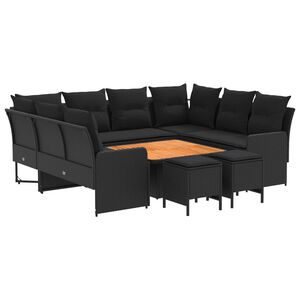 vidaXL Furniture Sets with Pillow 8 pcs Black PE Rattan