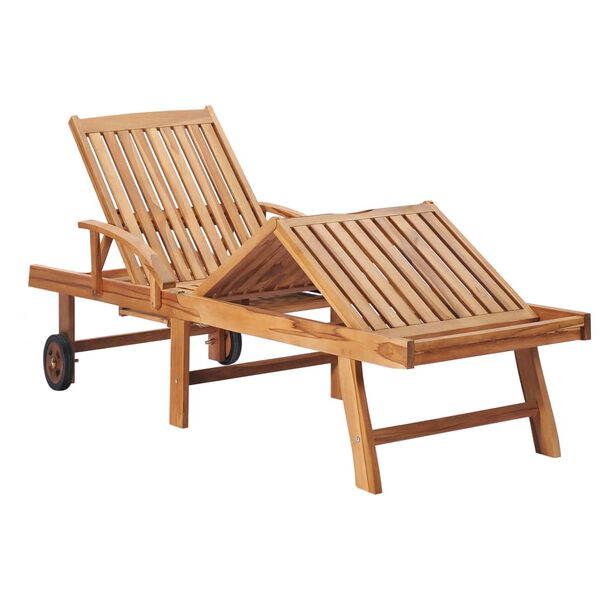 vidaXL Sun Lounger with Cream Cushion Solid Teak Wood