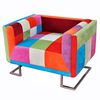 vidaXL Cube Armchair with Chrome Feet Patchwork Design Fabric