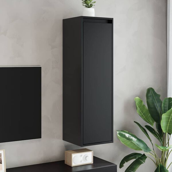 vidaXL Wall Cabinets 2 pcs Black 30x30x100 cm Solid Pinewood