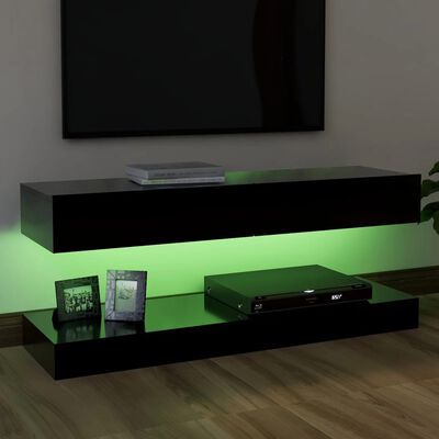 vidaXL TV Cabinet with LED Lights Black 120x35 cm