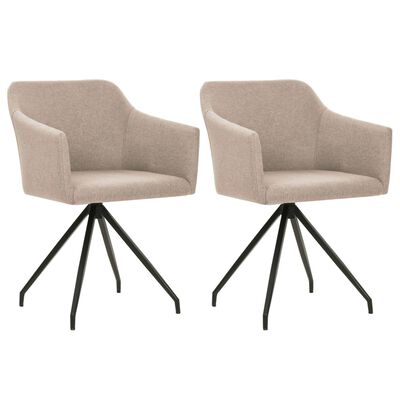 vidaXL Swivel Dining Chairs 2 pcs Taupe Fabric