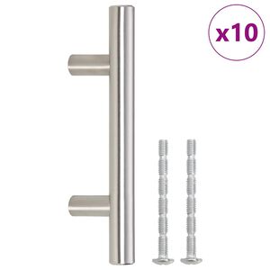 vidaXL Cabinet Handles 10 pcs Silver Hole Centre 64 mm Overall Length 100 mm Stainless Steel