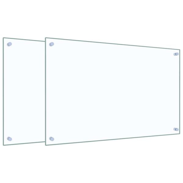 vidaXL Kitchen Backsplashes 2 pcs Transparent 80x50 cm Tempered Glass