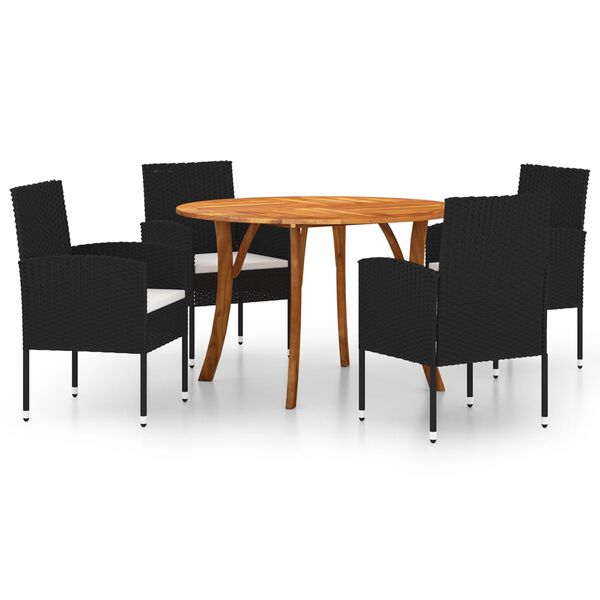 vidaXL 5 Piece Garden Dining Set Black