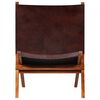 vidaXL Folding Relaxing Chair Brown Real Leather