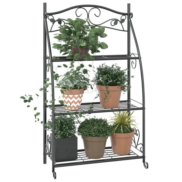 vidaXL Flower Rack Black 56x30x96 cm Steel