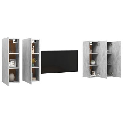 vidaXL TV Cabinets 4 pcs Concrete Grey 30.5x30x90 cm Engineered Wood