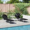 vidaXL Folding Sun Lounger with Canopy Steel and Fabric Black