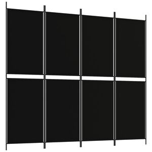 vidaXL 4-Panel Room Divider Black 200x180 cm Fabric