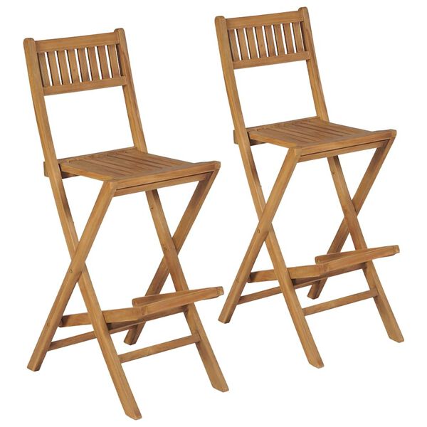 vidaXL Folding Outdoor Bar Stools 2 pcs Solid Teak Wood