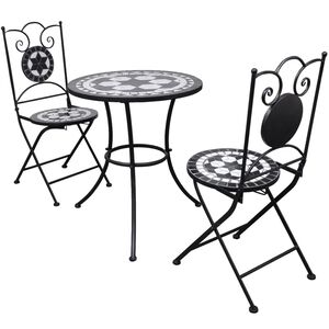 vidaXL Patio Furniture | Black and White | Powder-coated iron and ceramic