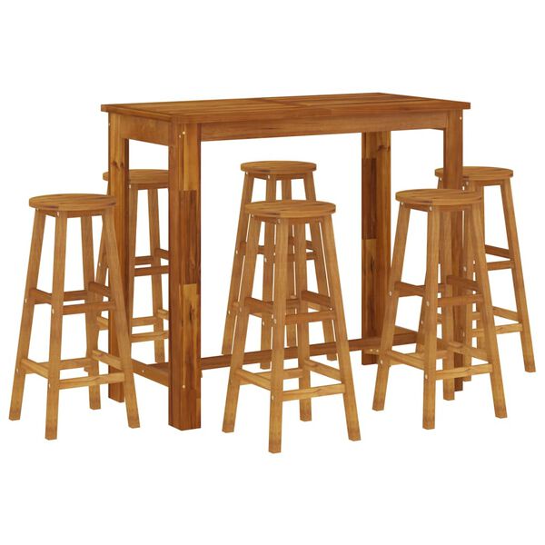 vidaXL 7 Piece Garden Bar Set Solid Wood Acacia
