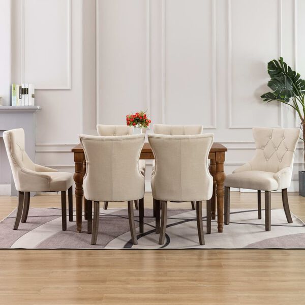 vidaXL Dining Chairs 6 pcs Beige Fabric