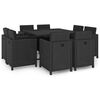 vidaXL 9 Piece Outdoor Dining Set with Cushions Poly Rattan Black