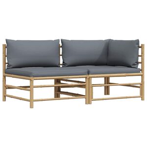 vidaXL Garden Lounge Set | Dark Grey | Bamboo, polyester | Medium | Modular