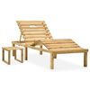 vidaXL Garden Sun Lounger with Table and Cushion Impregnated Pinewood