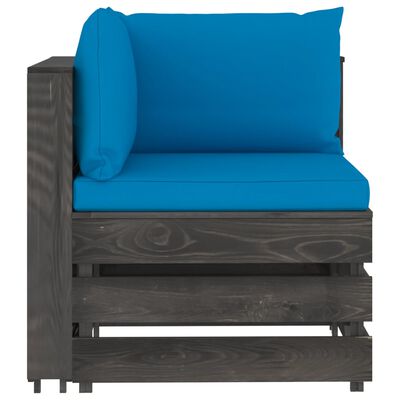 vidaXL 4-Seater Garden Sofa with Cushions Grey Impregnated Wood