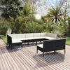 vidaXL 9 Piece Garden Lounge Set with Cushions Poly Rattan Black
