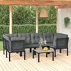 vidaXL 6 Piece Garden Lounge Set Black and Grey Poly Rattan