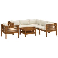 vidaXL 7 Piece Garden Lounge Set with Cream Cushion Solid Acacia Wood