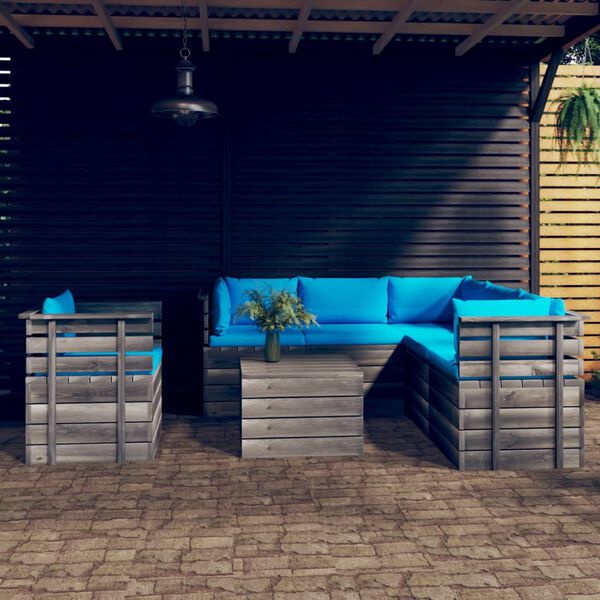 vidaXL 7 Piece Garden Pallet Lounge Set with Cushions Solid Pinewood