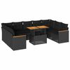 vidaXL Garden Sofa Set | Black | PE rattan | Large | Adjustable Feet