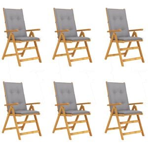 vidaXL Folding Chairs 6 pcs with Cushions Solid Acacia Wood