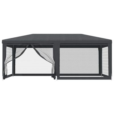 vidaXL Party Tent with 6 Mesh Sidewalls Anthracite 6x4 m HDPE