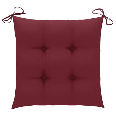 vidaXL 3 Piece Bistro Set with Wine Red Cushions Solid Teak Wood (48997+314887)