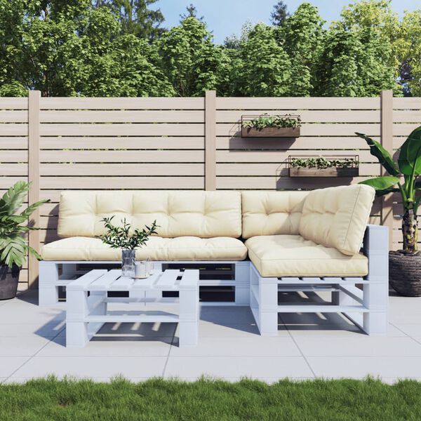 vidaXL Pallet Cushions 5 pcs Cream Fabric
