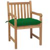 vidaXL Garden Chairs 4 pcs with Green Cushions Solid Teak Wood