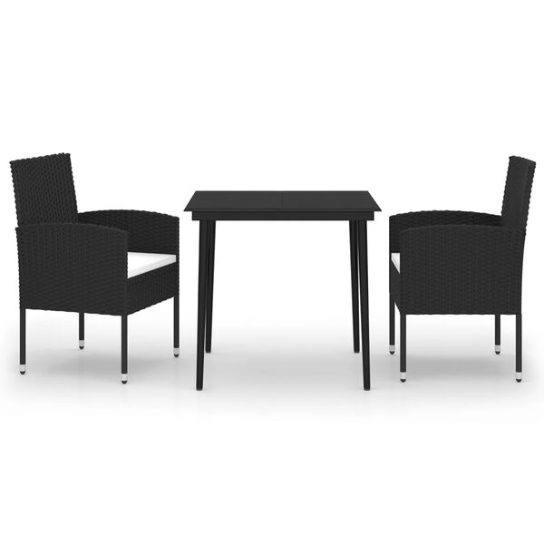 vidaXL 3 Piece Garden Dining Set Black