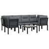 vidaXL 6 Piece Garden Lounge Set Black and Grey Poly Rattan