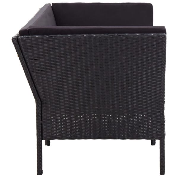 vidaXL 6 Piece Garden Lounge Set with Cushions Poly Rattan Black