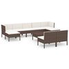 vidaXL 10 Piece Garden Lounge Set with Cushions Poly Rattan Brown