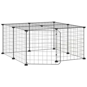 vidaXL 12-Panel Pet Cage with Door Black 70x70x35 cm Steel