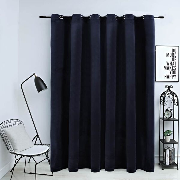 vidaXL Blackout Curtain with Metal Rings Velvet Black 290x245 cm